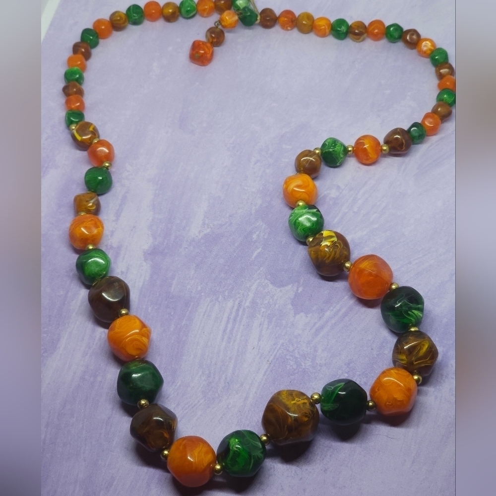 ๐5 For $20 Vintage Pakula Chunk Lucite Beaded Double Strand Necklace - Picture 2 of 7
